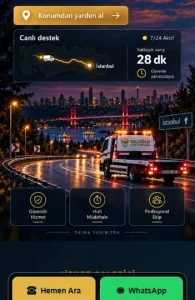 Geloğlu mobil yardım ve arama düğmeleri — gerçek mobil arayüz